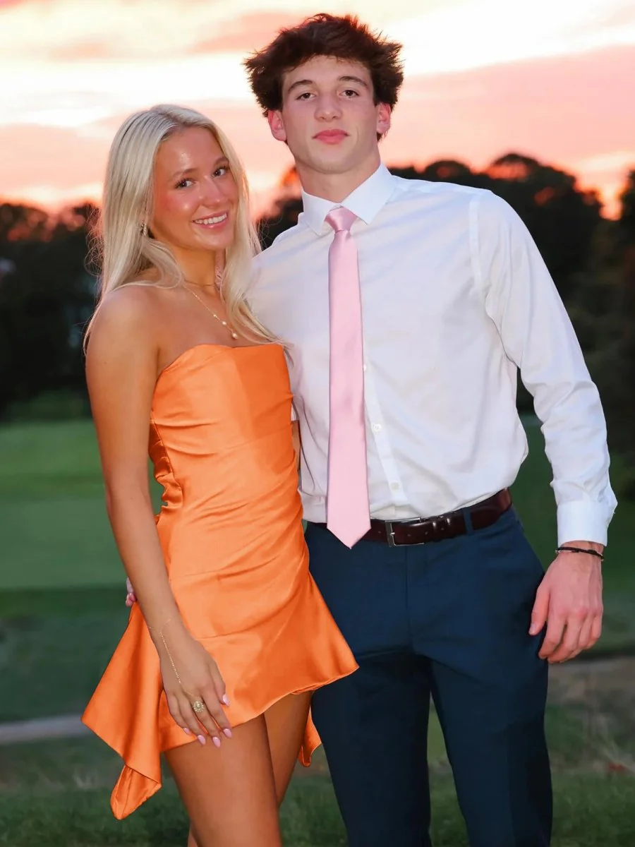 Orange - Strapless Sheath Irregular Hem Satin Short Homecoming & Cocktail Dress
