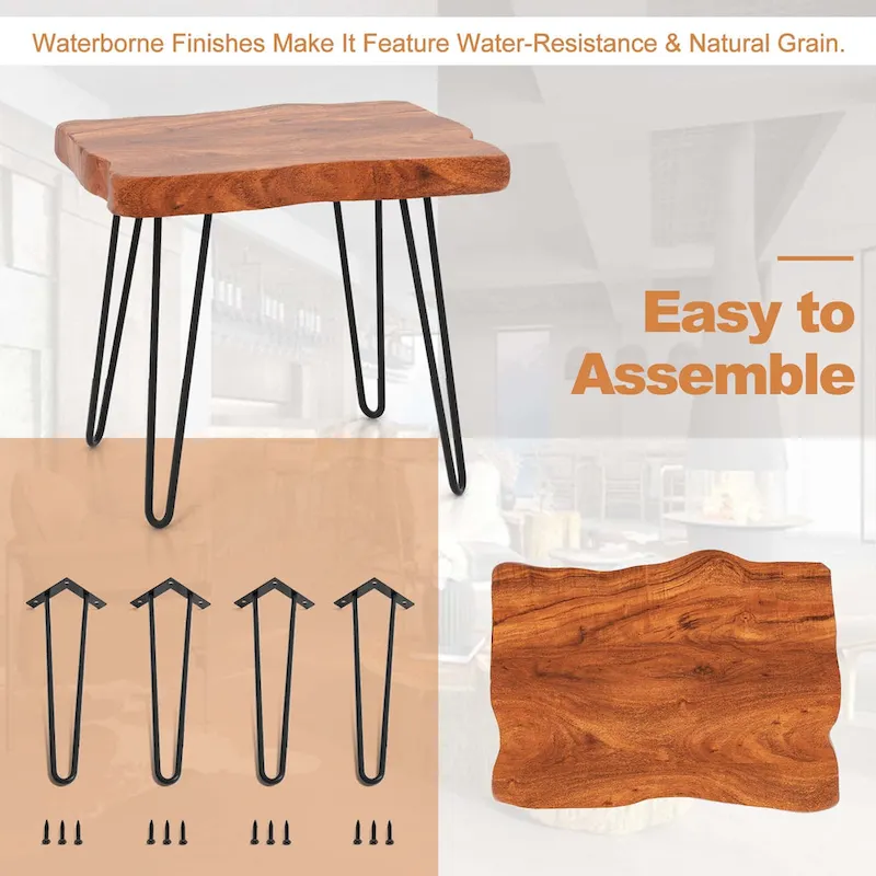 Costway Rectangular End Table Accent Side Reclaimed Indonesia Teak