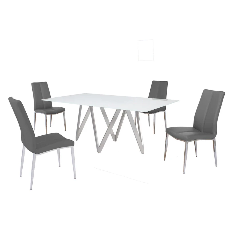 Somette Alyssa Starphire White 5-Piece Dining Set