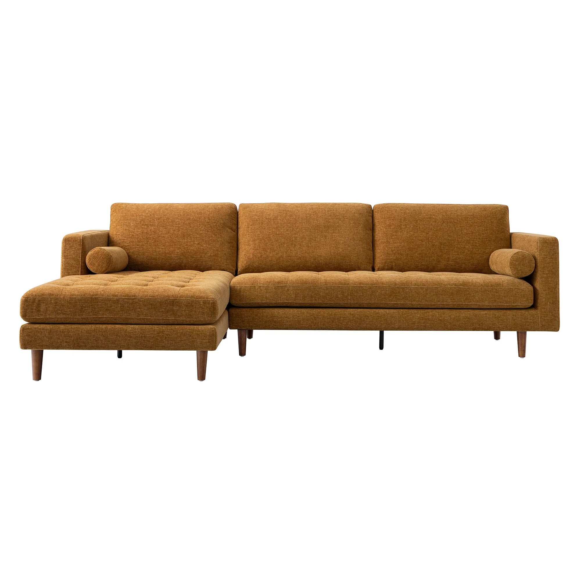 Spiced Honey Chenille Grand 4-Seater Chaise End Sofa, Left Hand Facing