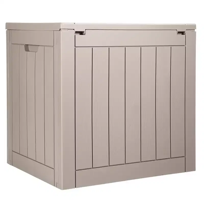 VEVOR Outdoor Storage Box, 31 Gallon Resin Deck Box, Backyard Outside Toy and Towel Storage Cabinet Waterproof, Grey