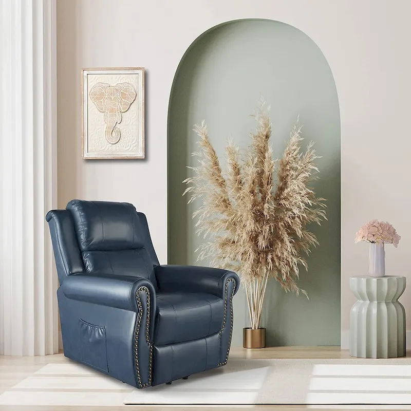 Blue Air Leather Power Lift Recliner, 1-Seat