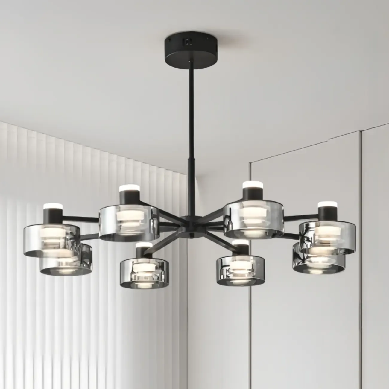 Modern Black Circle Round Glass LED Chandelier