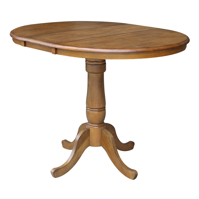 36 Round Pedestal Table with 12 Leaf in Pecan