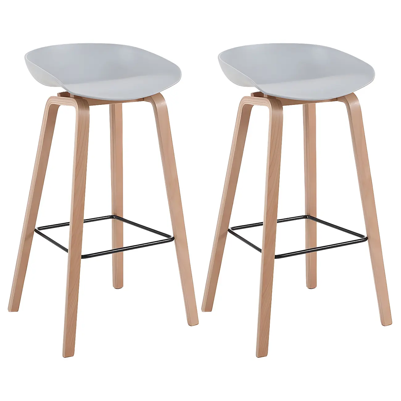 Mid-Century Modern Plastic Bar Stool with Wood Legs