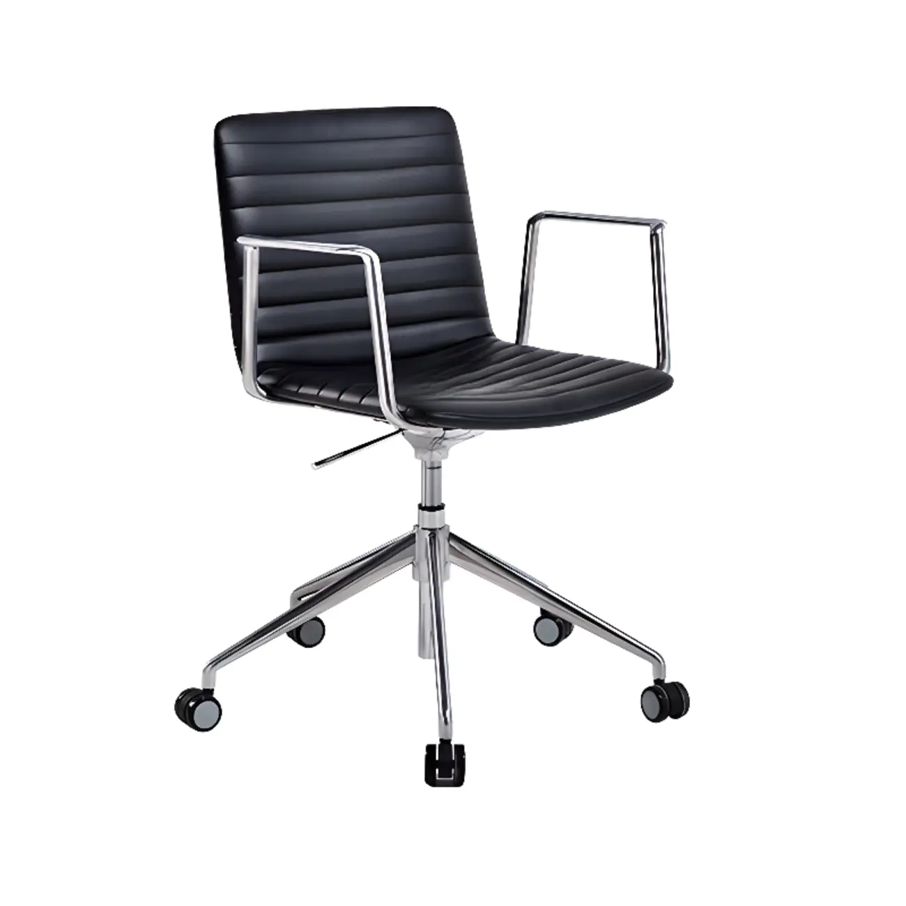 Modern Black Leather Metal Adjustable Swivel Office Chair