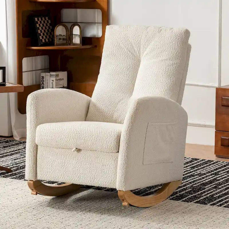 Accent Rocking Chair with Footrest High Back