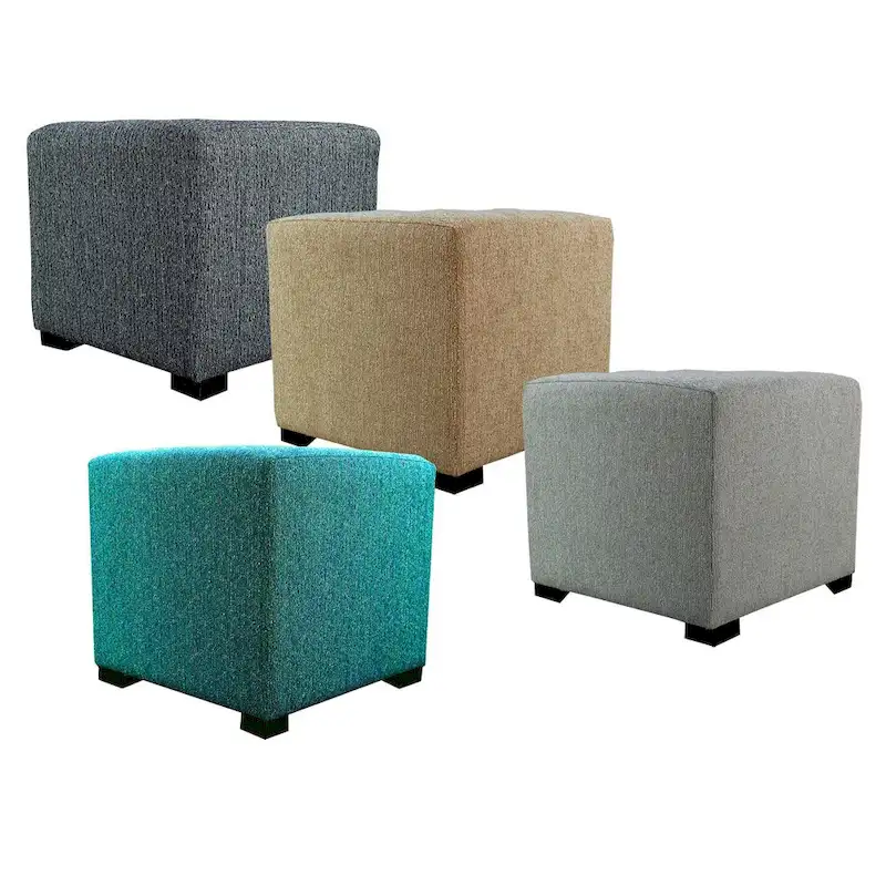 Charcoal / Tan / Grey / Teal 4-Button Tufted Square Ottoman, Seats 1