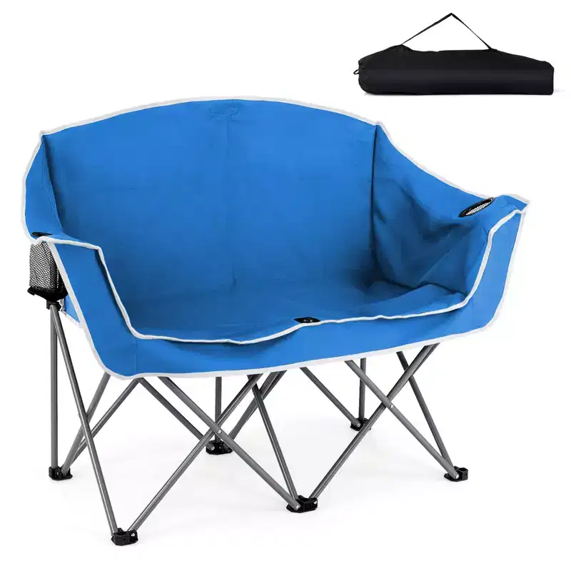Costway Double Duo Camping Chair with Armrests Cup Holders Carry Bag Heavy Duty Lawn Chair Gray/Blue/Green