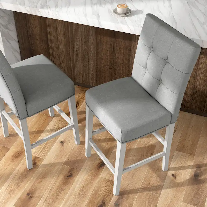 Tia Modern Tufted Grey Counter Chairs (2-Piece)