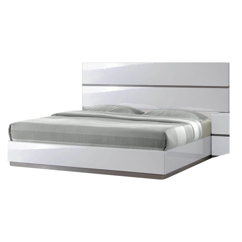 Somette Mehdi Modern Gloss White/ Grey Bed