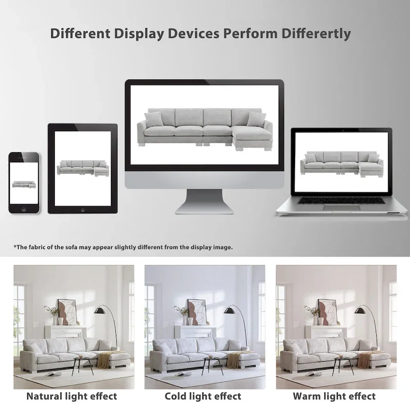 Chenille L-Shaped Sectional Sofa with Chaise - 4-5 Seat