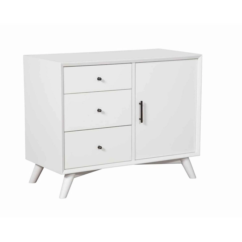 Wooden Accent Cabinet with 3 Drawers and 1 Door, White