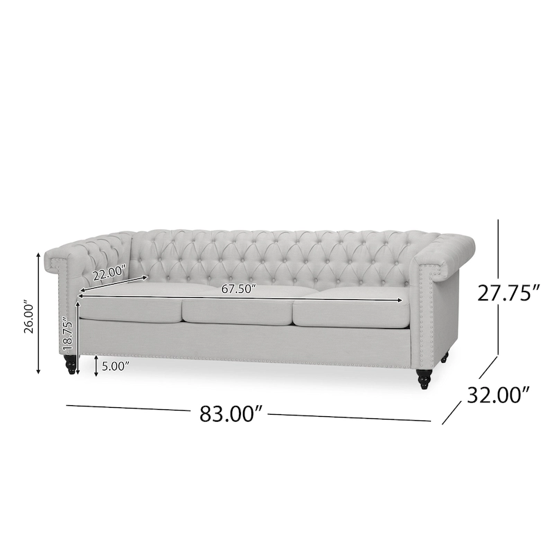 Chesterfield 3-seater Sofa with Button Tufting and Nailheads