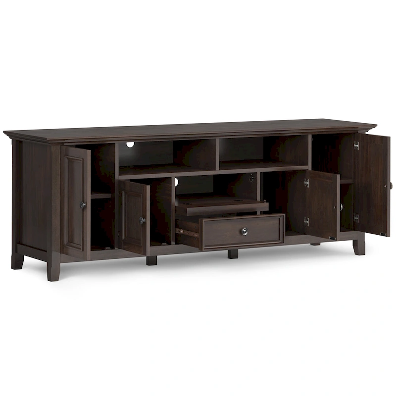 WYNDENHALL Halifax 72 inch Wide Solid Wood Transitional TV Stand - 72 w x 19 d x 26  h