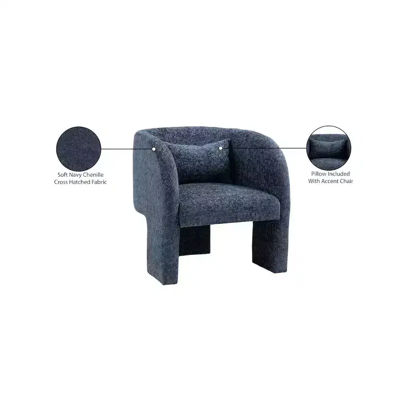Grey / Navy Chenille Fabric Accent Chair with Arms – Seats 1