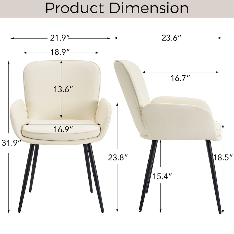 Set of 4 Cat-Scratch Resistant Dining Chairs with Gold Metal Legs