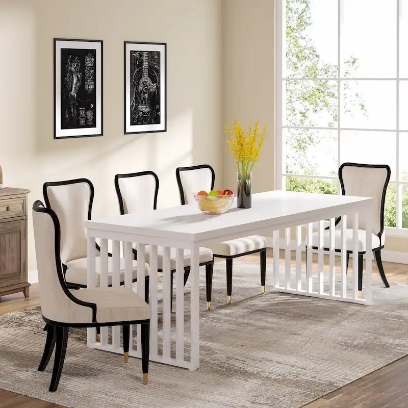 78.74-inch Kitchen Dining Table with Metal Legs