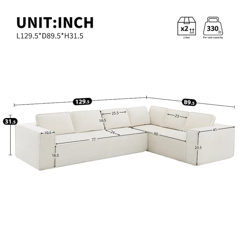 Modern L-Shaped Cloud Sofa Set, Modular Chenille Couch Set