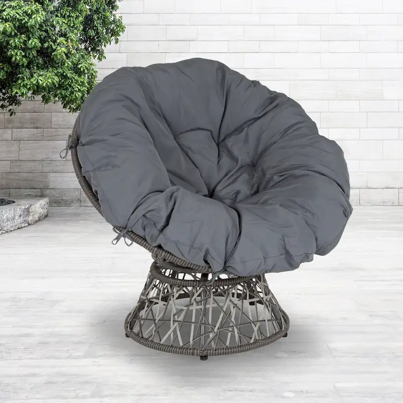 Papasan Swivel Patio Lounge Chair