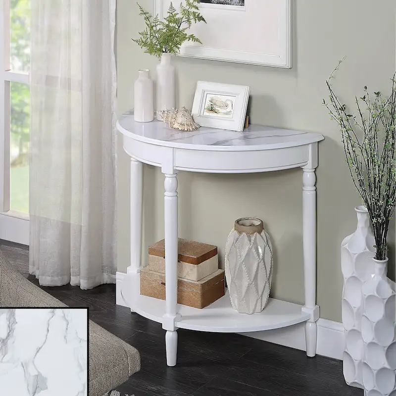 Convenience Concepts French Country Half-Round Entryway Table with Shelf