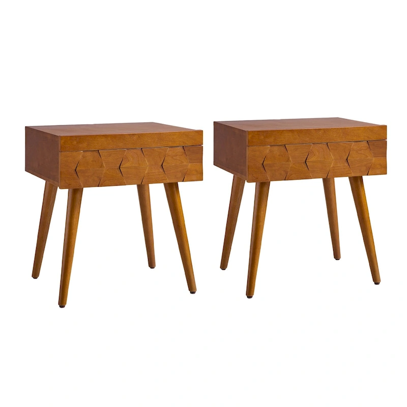 Julian Mid-century Modern End Table with Charging Station Set of 2 by HULALA HOME