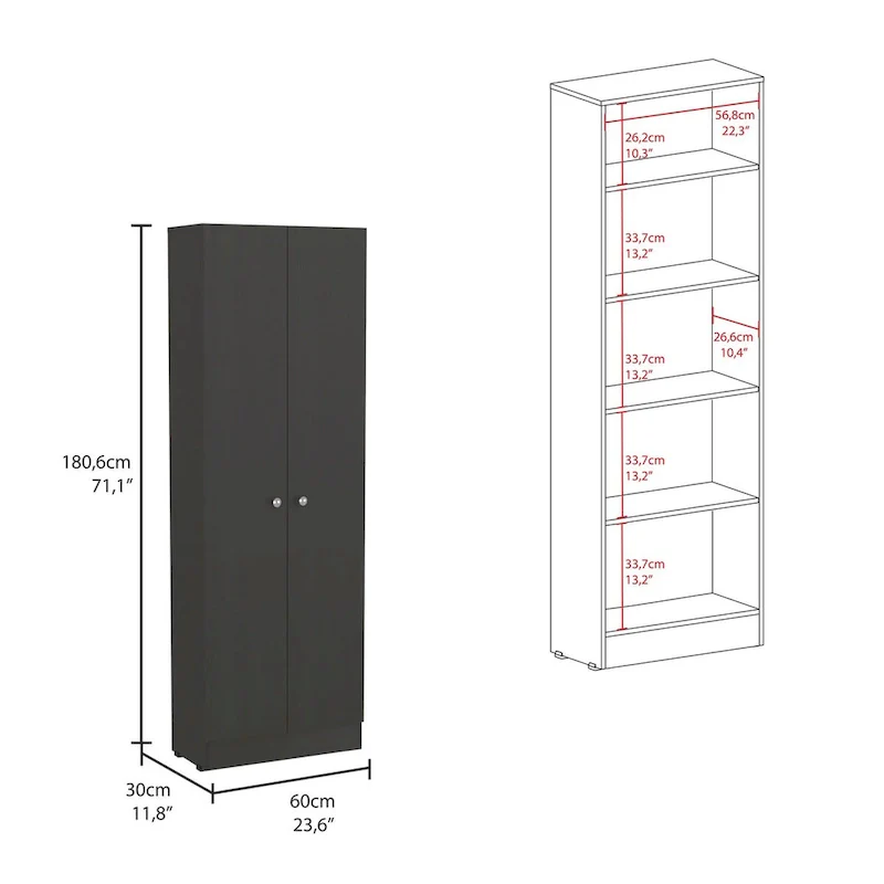White / Black / Oak Freestanding Storage Cabinet with 10 Shelves