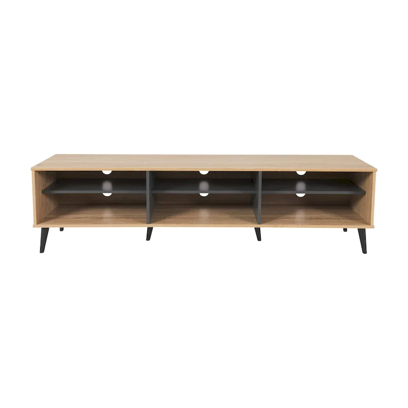 Brown/Grey & Grey TV Bench with Open Shelves, Fits TVs up to 85