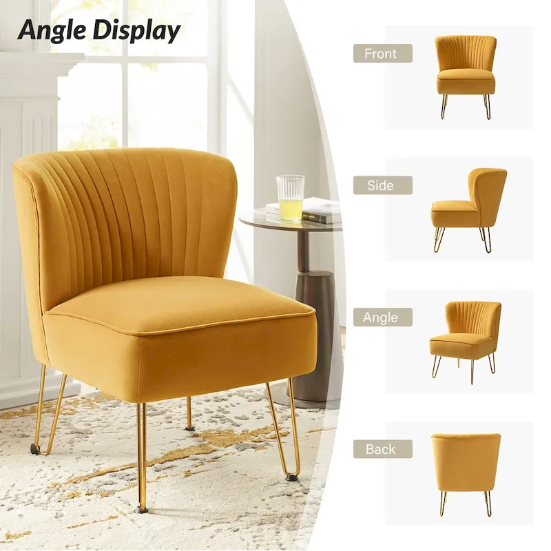 Barto Modern Velvet Tufted Side Chair with Golden Legs by HULALA HOME