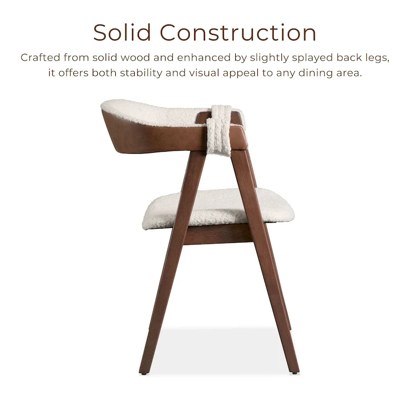 Furniture of America Shaw Mid-century Boucle Wood Dining Chairs (Set of 2)