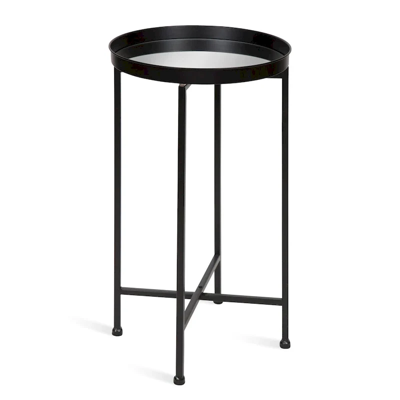 Kate and Laurel Celia Round Metal Tray/ Foldable Accent Table - 14x14x25.75