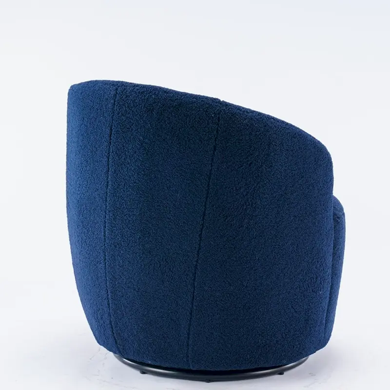 360° Swivel Barrel Accent Chair – Soft Teddy Fabric, Ergonomic Backrest