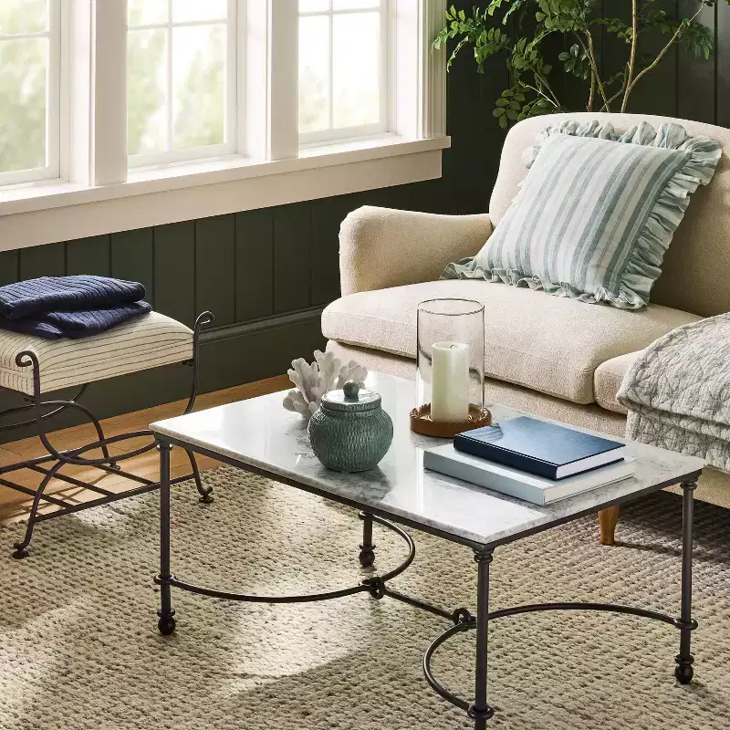 Metal and Marble Coffee Table White Carrara Marble/Dark Bronze - Threshold™ designed with Studio McGee