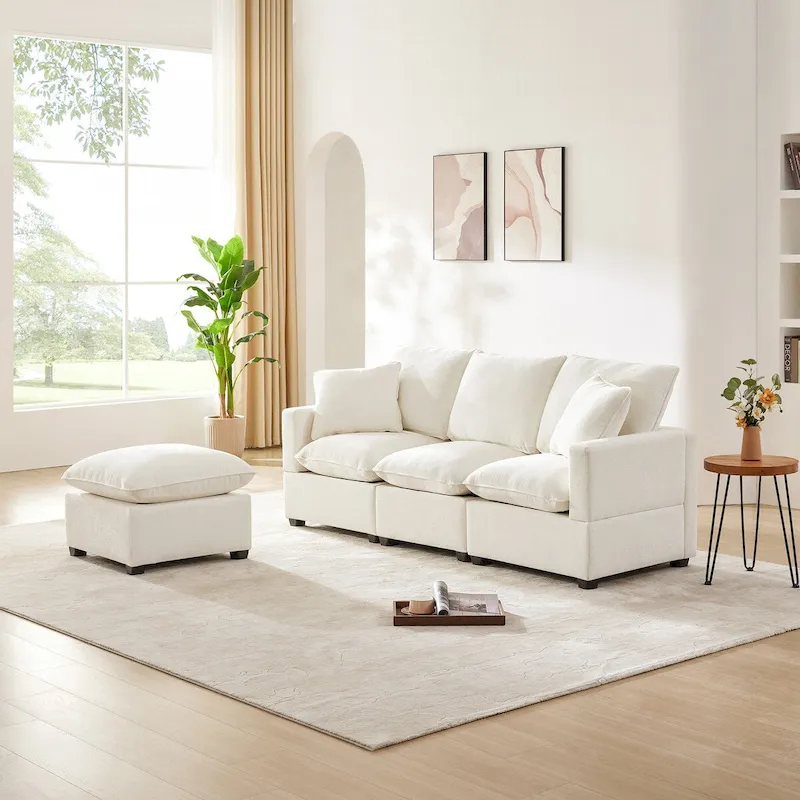 Modern Chenille Modular Sectional Sofa with 2 Pillows