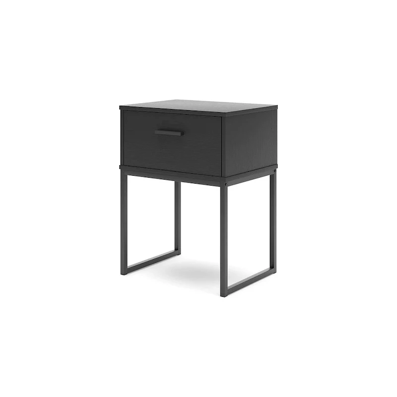 Black Matte Panel Headboard with 2 Nightstands – Full/Queen, 1-Bed Set