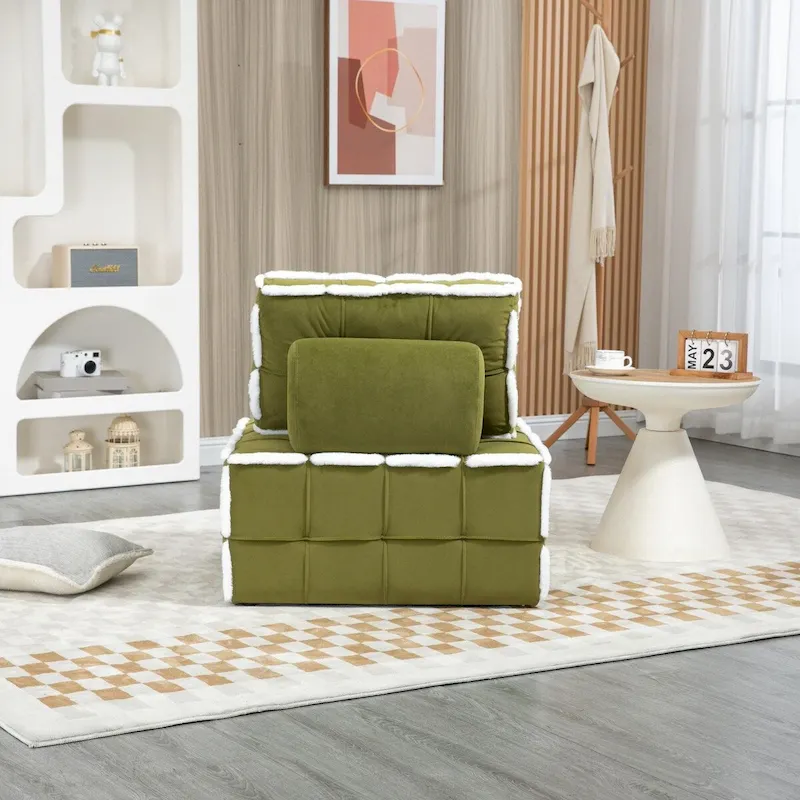 Upholstered Deep Seat Armless Chair Accent Single Lazy Sofa Lounge