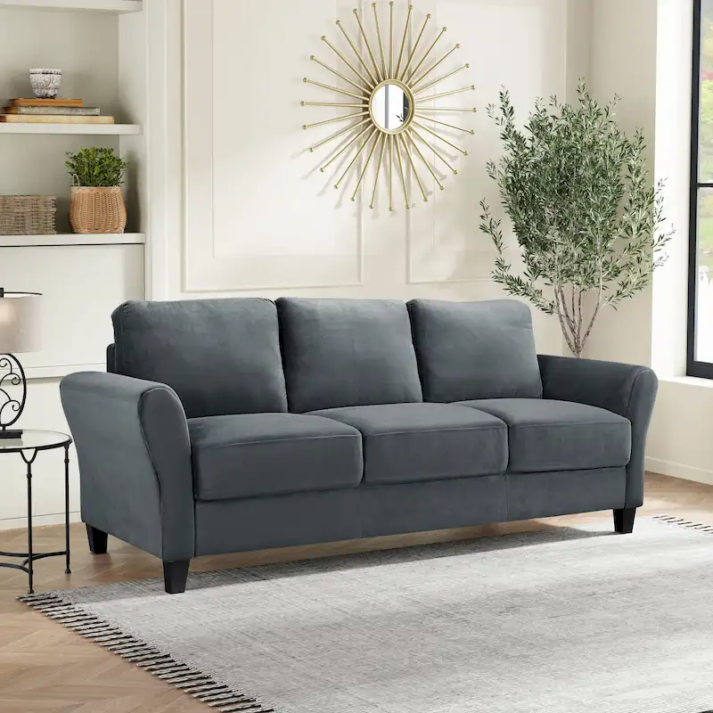 Grey/Brown/Oyster/Light Brown/Blue Microfiber 3-Seater Contemporary Sofa