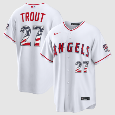 Los Angeles Angels Mike Trout White USA 250 Fourth of July Home Stadium Jersey