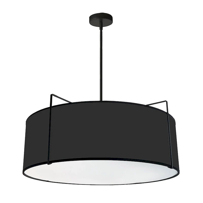 Dainolite Trapezoid Contemporary Black Luxury Pendant Light Modern Pendant Light w/ Black Tapered Drum Shade