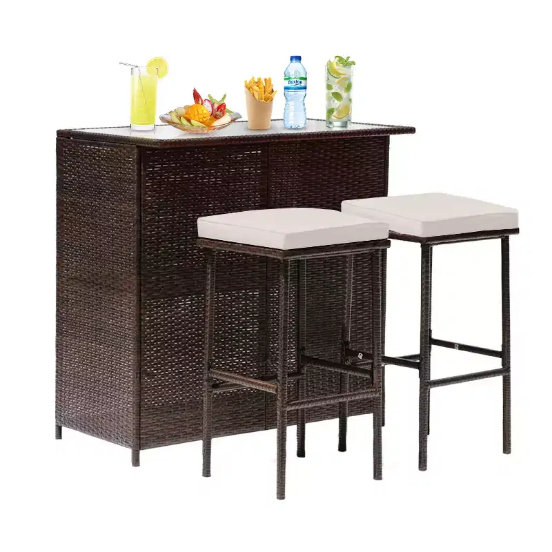 BestMassage Wicker Patio Furniture 3 Piece Rattan Table and Chairs