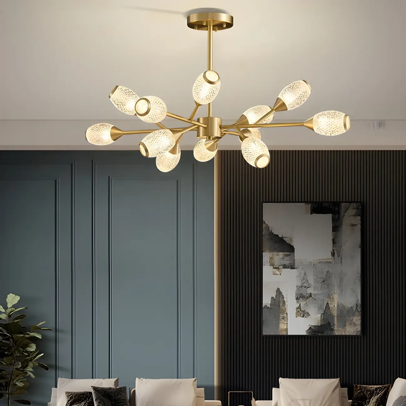 Mid-Century Modern Globe Brass Sputnik Chandelier