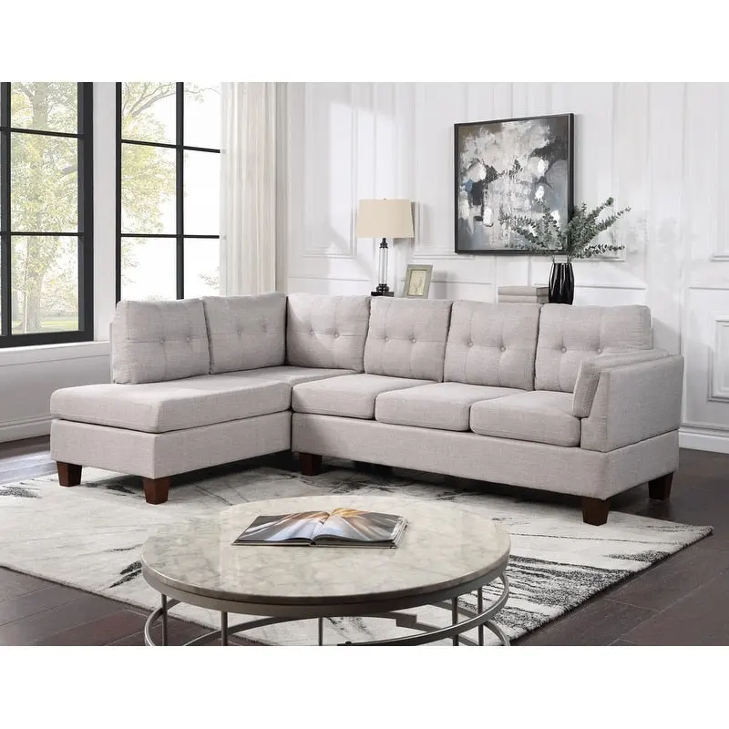 Dalia Linen Modern Sectional Sofa with Left Facing Chaise
