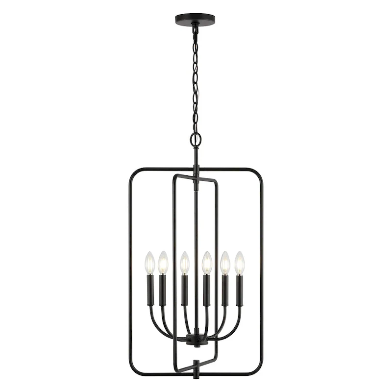 SAFAVIEH Lighting Noelline 6-Light Adjustable Pendant Chandelier (LED Bulbs Included) - Black - 17Wx15Dx95H