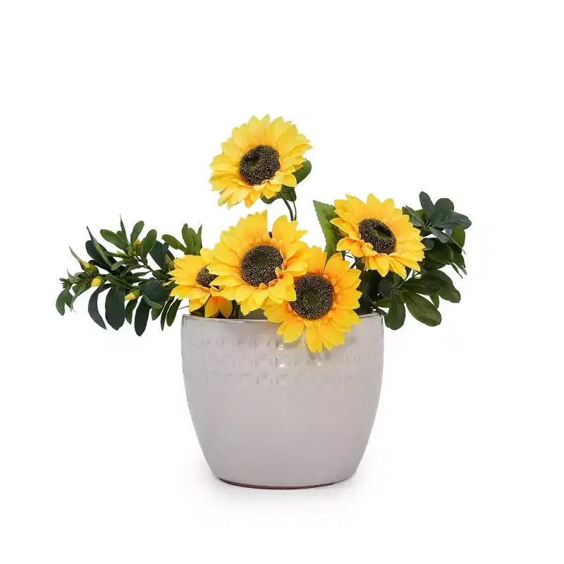 NAYSAYE Planters 3-Piece Modern Ceramic Glossy Flower Pots, Frost-Resistant with Drainage Holes for Indoor, Outdoor, White, 19.7*19.7*17.8