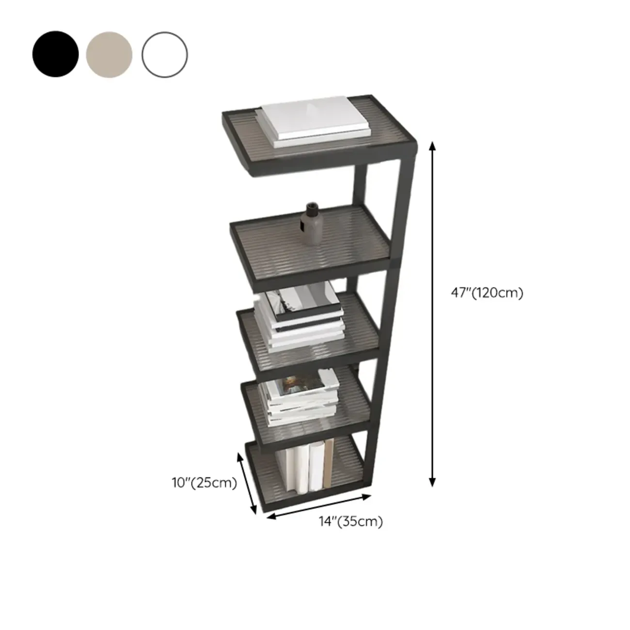 Extra Tall Simple Glass Top and Steel 3 Shelves Nightstand