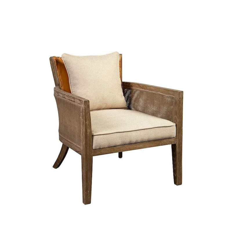 Butterscotch Leather Cane Back Arm Chair