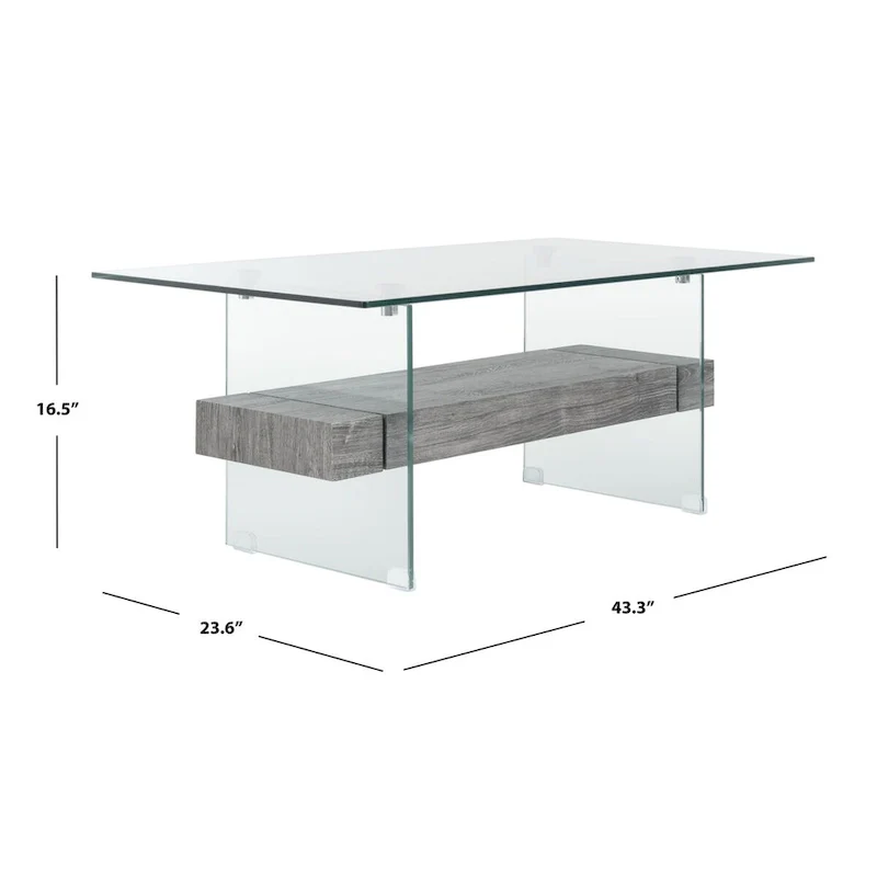 Modern Glass Coffee Table - 43.3 x 23.6 x 16.5