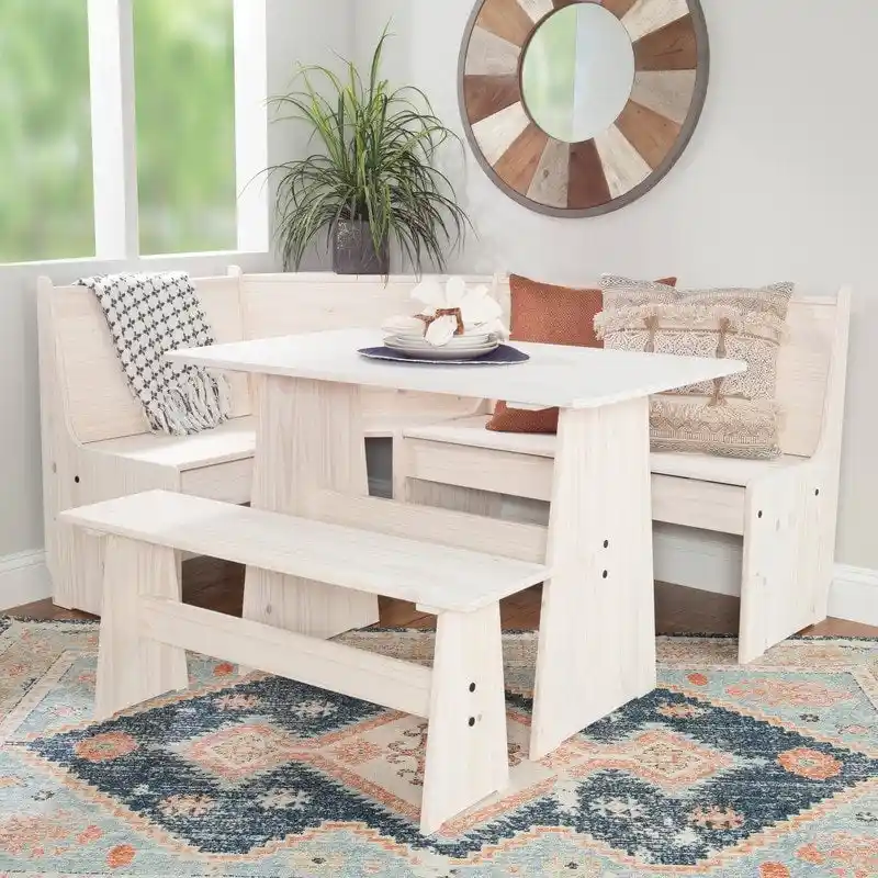 Wendell Solid Wood Corner Breakfast Nook Dining Set