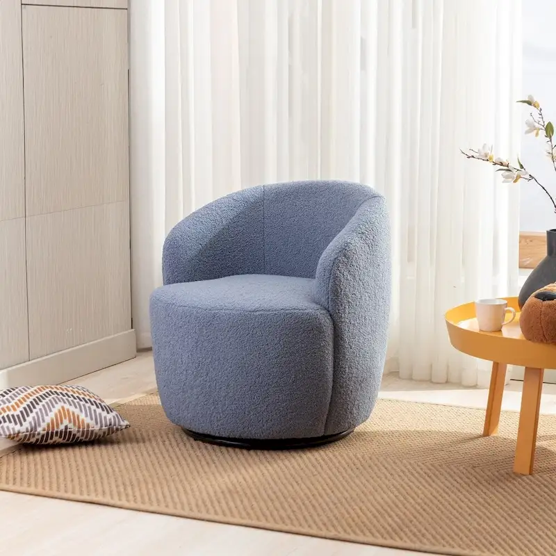 Teddy Fabric Swivel Accent Armchair Barrel Chair