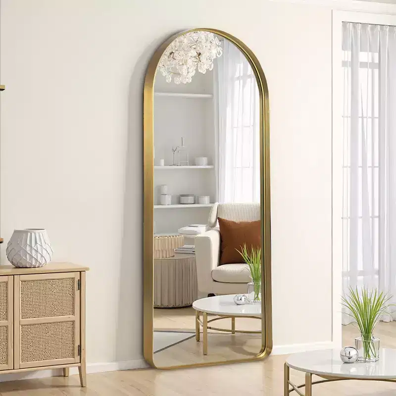 Aluminum Alloy Rounded Arch Imitation Electroplated Full Body Mirror 180x80x5cm (Deep Mirror - No Bracket)